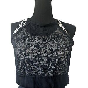 AVIA High-Neck Black Crochet Lace Sports Bra‎ Sporty Feminine